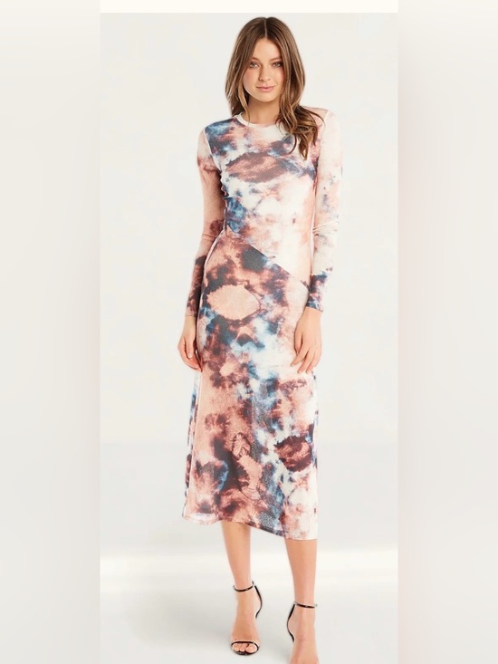 Bardot Dresses & Skirts - BARDOT Tie-Dye Long Sleeve Maxi Dress in Rose & Navy tie-dye sz L